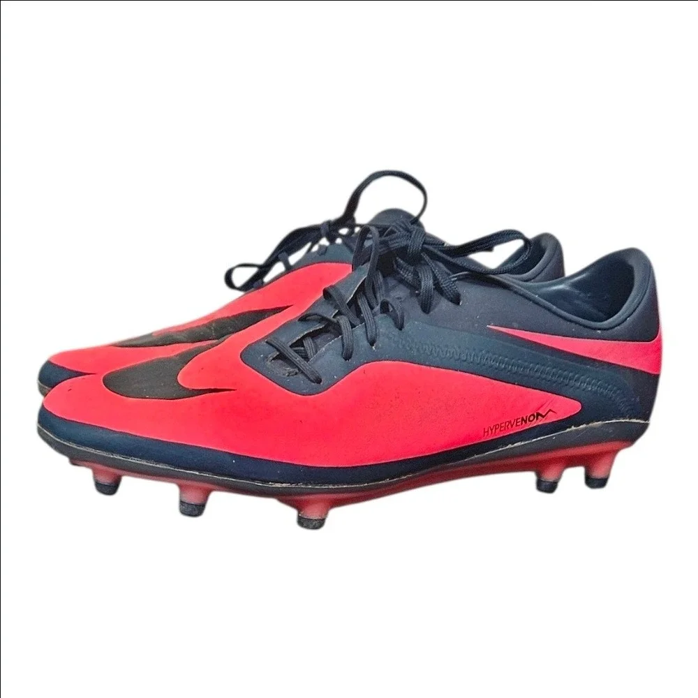 Nike Hypervenom Phelon FG Soccer Cleats Crimson Navy Blue Mens 9.5 599730-690